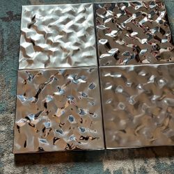 Four Crate and Barrel Metal Panels For Wall Hanging