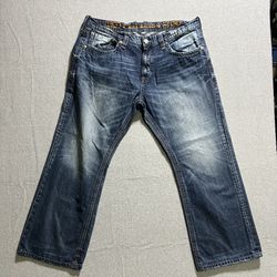 Rock Revival Mens Jeans Size 40x30 Layne Bootcut Distressed Blue streetwear