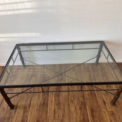 Two Metal Glass Heavy Tables.  