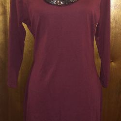 Burgundy Sequins Dress