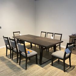 Brown Dining Kitchen Table Set 8 Person