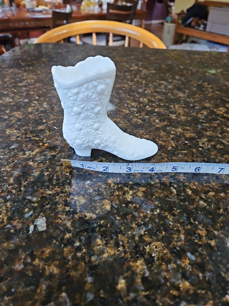 Fenton Milk Glass Boot