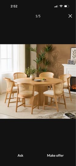 6pc ModernLuxe Assembly Required Tatti Indoor Wooden Counter stool Natural Finished Frame with Beige Upholstery