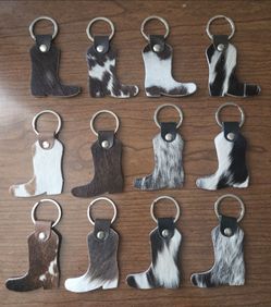 New Real Cowhide Keychains Boots