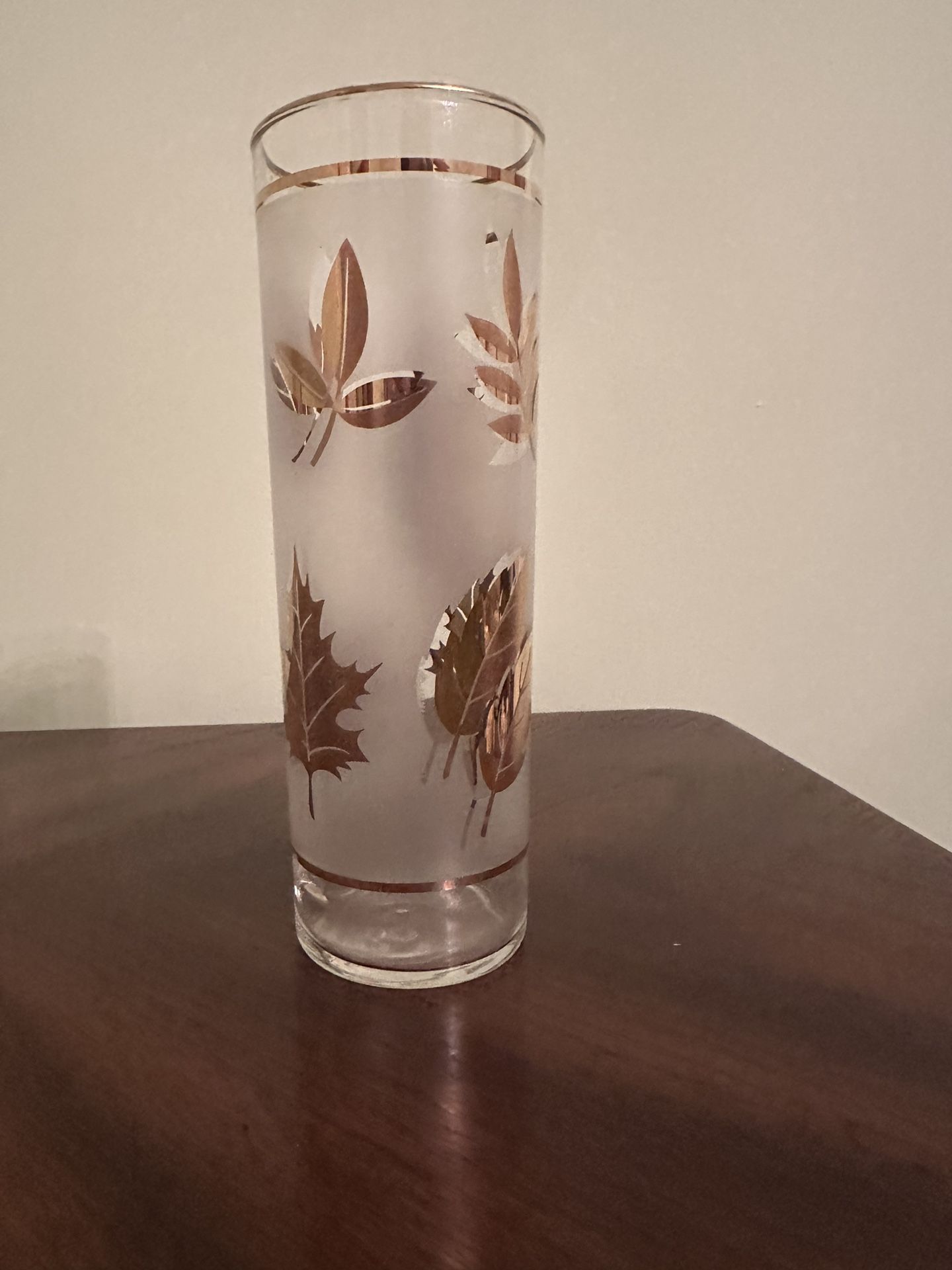 Vintage Libbey Glass Company "Golden Foliage" Tall Iced Tea Glass Set Of 8