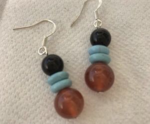 Carnelian,Turquoise,Onix sterling silver plated