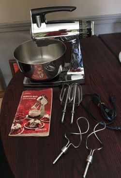 9 pc set!Vintage chrome sunbeam mixmaster mixer-12 speed