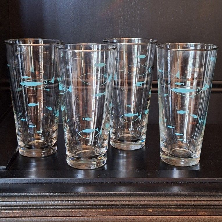 MCM LIBBEY "MEDITERRANEAN ATOMIC FISH" TUMBLERS SET