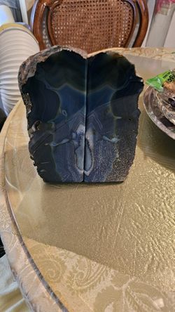 Blue Agate Book Ends 