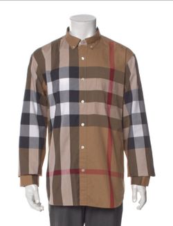 Burberry Brit Men Check Button Down Shirt  Exploded Long Sleeve Men XXL