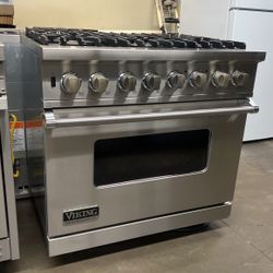 Viking 36”Wide Dual Fuel Range Stove In Stainless Steel