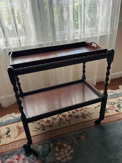 Beautiful Classic English Jacobean Revival Oak Tree Trolley/Bar Cart