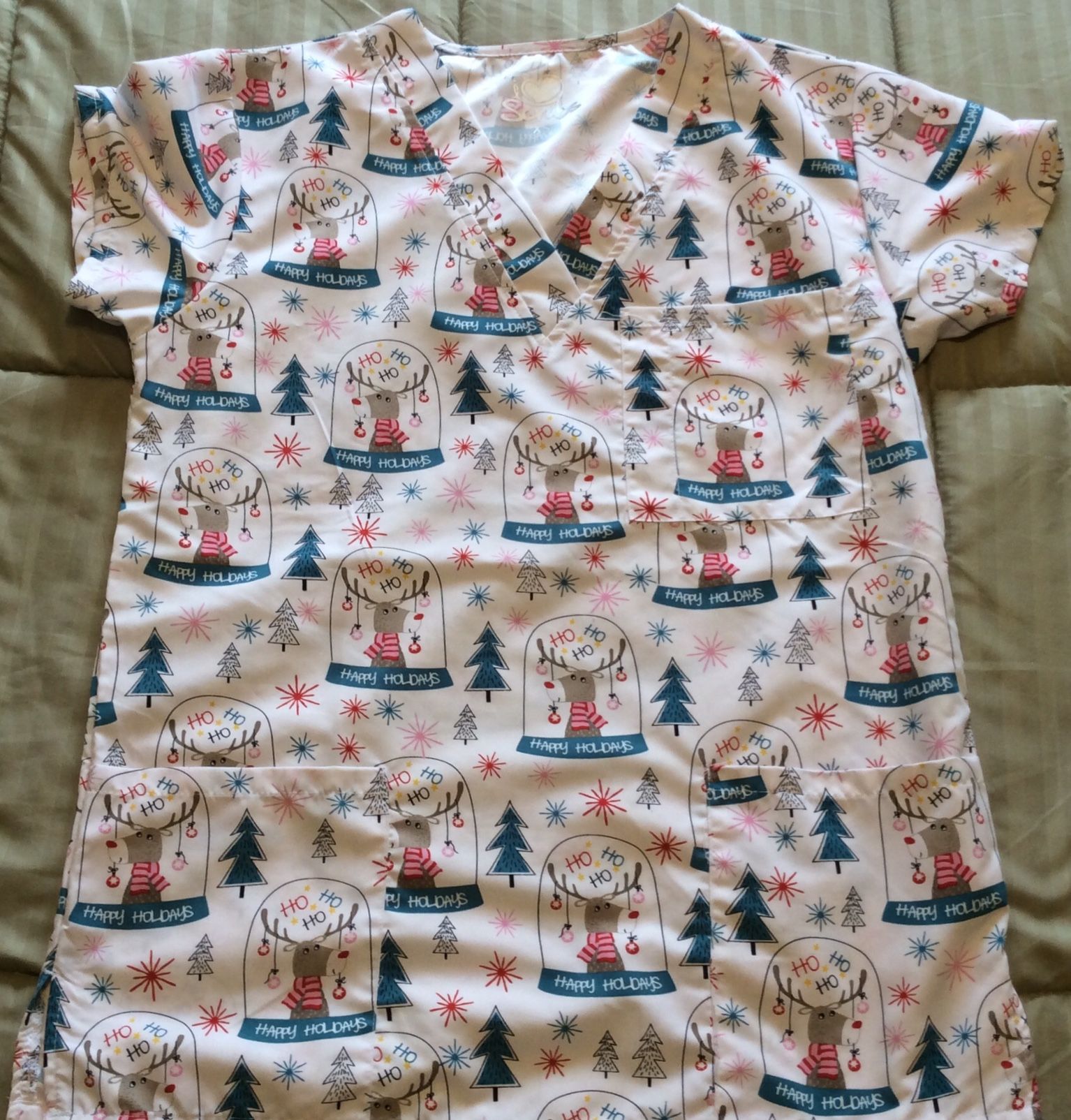 Womens Christmas Scrub Top.
