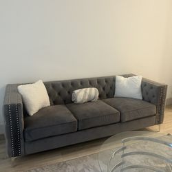 Velvet Grey Couch 