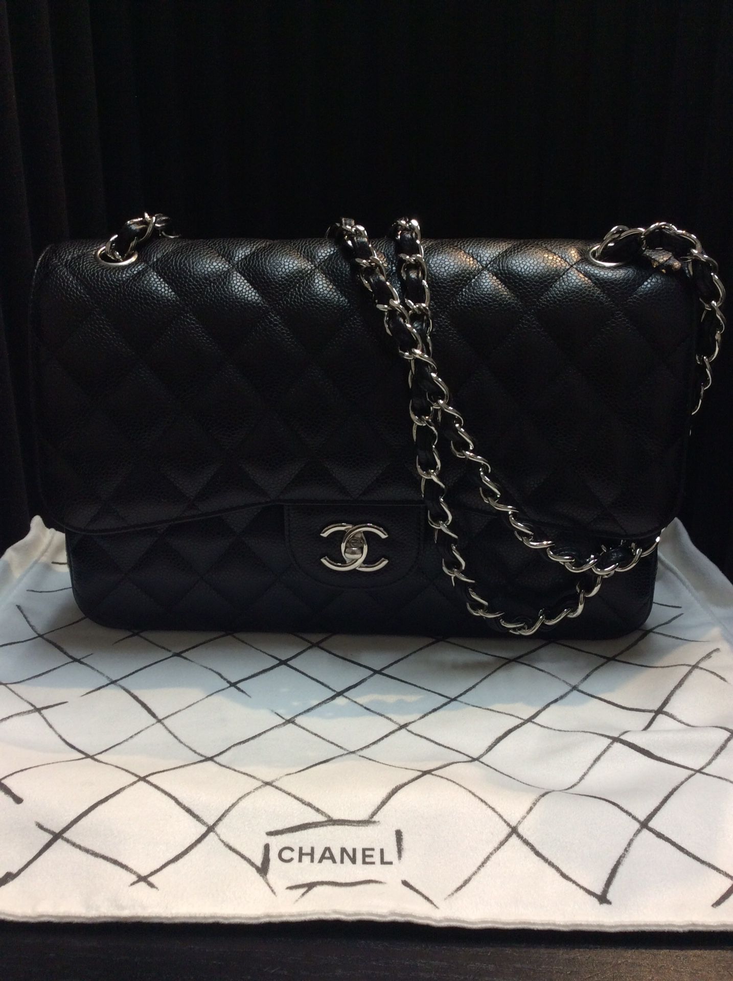 Chanel Double Flap Caviar Leather