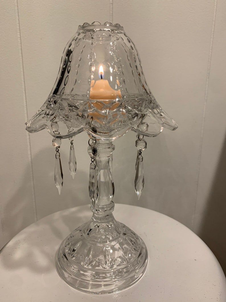 New Crystal Glass Candle Holder With Crystal And Glass Dome Fairy Lamp