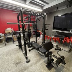 Vesta Fitness Smith Machine 1001 w/Bench Attachment | 230lb Bumpers Olympic Weights | 7ft Olympic Bar | Fitness | Gym Equipment | FREE DELIVERY 🚚 