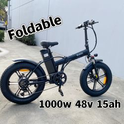 New. E-bike foldable 1000w 48v 15AH top speed 31mph range up to 55 miles electric bike (read below full description for more details) 