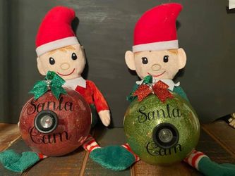 Personalized elfs and santa cam ornaments