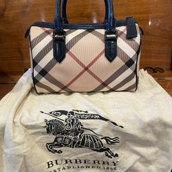 Burberry Nova Blue Patent Leather Satchel 