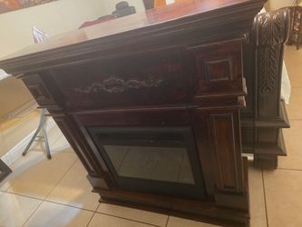 Dark Wood Electric Fireplace Mantel