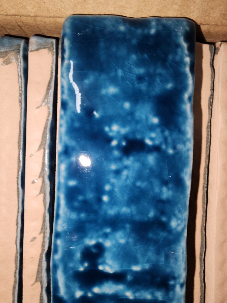 Virtuo Sapphire Blue 1.45 in. x 9.21 in. Polished Crackled Ceramic Subway Wall Tile (4.65 sq. ft./Case)