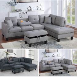 Sectional With Ottoman Set 