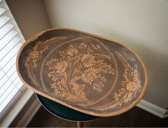 Vintage hand painted folk art wooden tray