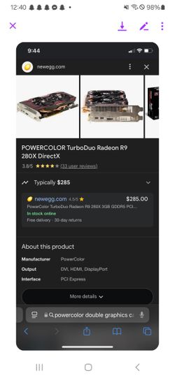 Graphics Card For Gaming Powercolor TurboDuo Radeon R9 280x Directx