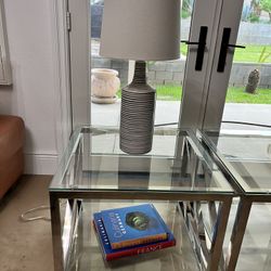 2 Chrome Glass End Tables