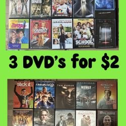 3 DVDs For $2.00 Mix & Match 