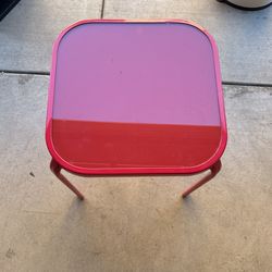 Red Steel Square Patio Table, 16"Wx17”H