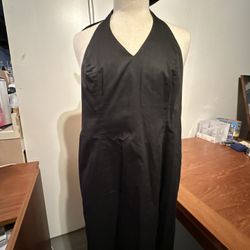 Ann Taylor Sundress Halter A-line Cotton Fully Lined Zipper Black Size 2P