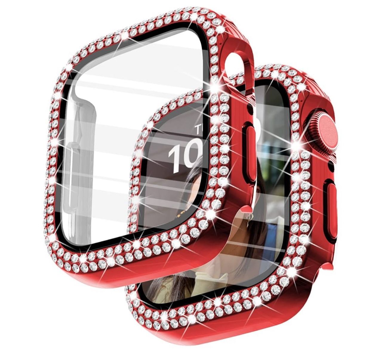 Surace 45mm Case Compatible with Apple Watch Series 9 Series 8 Series 7 Case with Screen Protector, Bling Diamond Overall Protective Case Compatible w