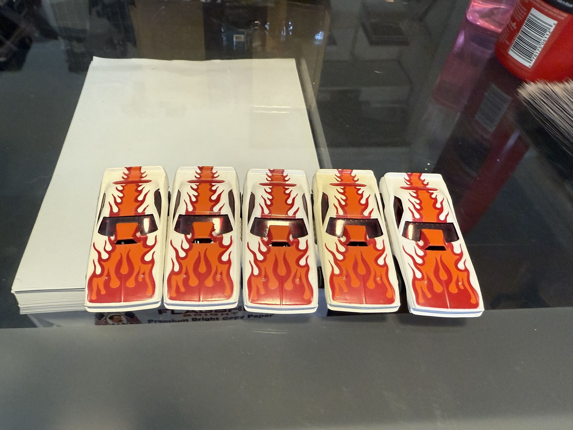 Aurora AFX slotless HO Cars flaming Cuda