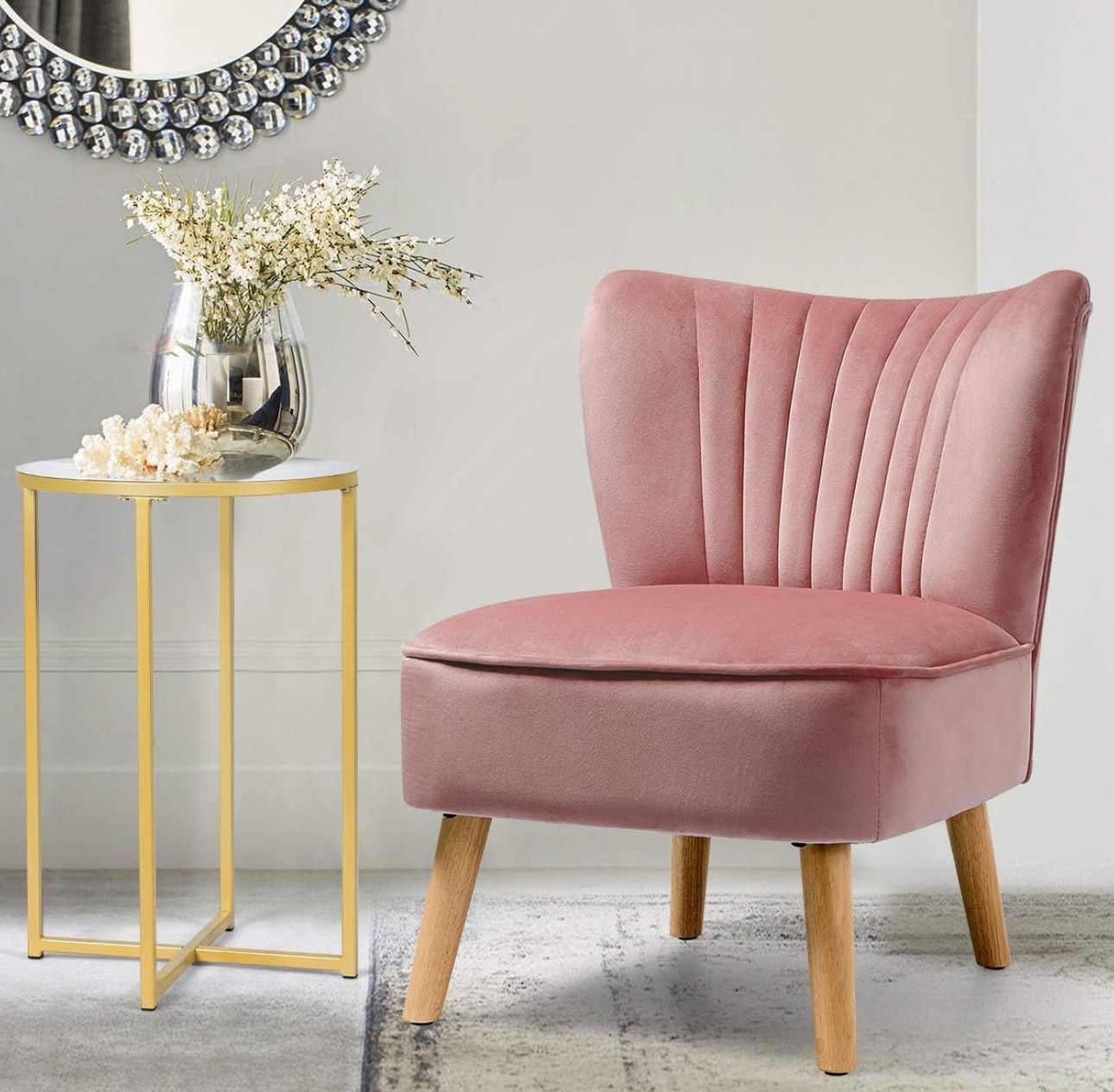 Velvet Accent Chair, Upholstered Modern Sofa Chair 