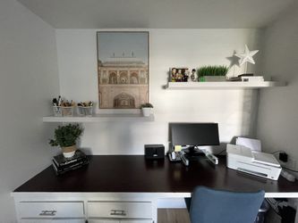 Set of 2 White Floating shelf 48” long