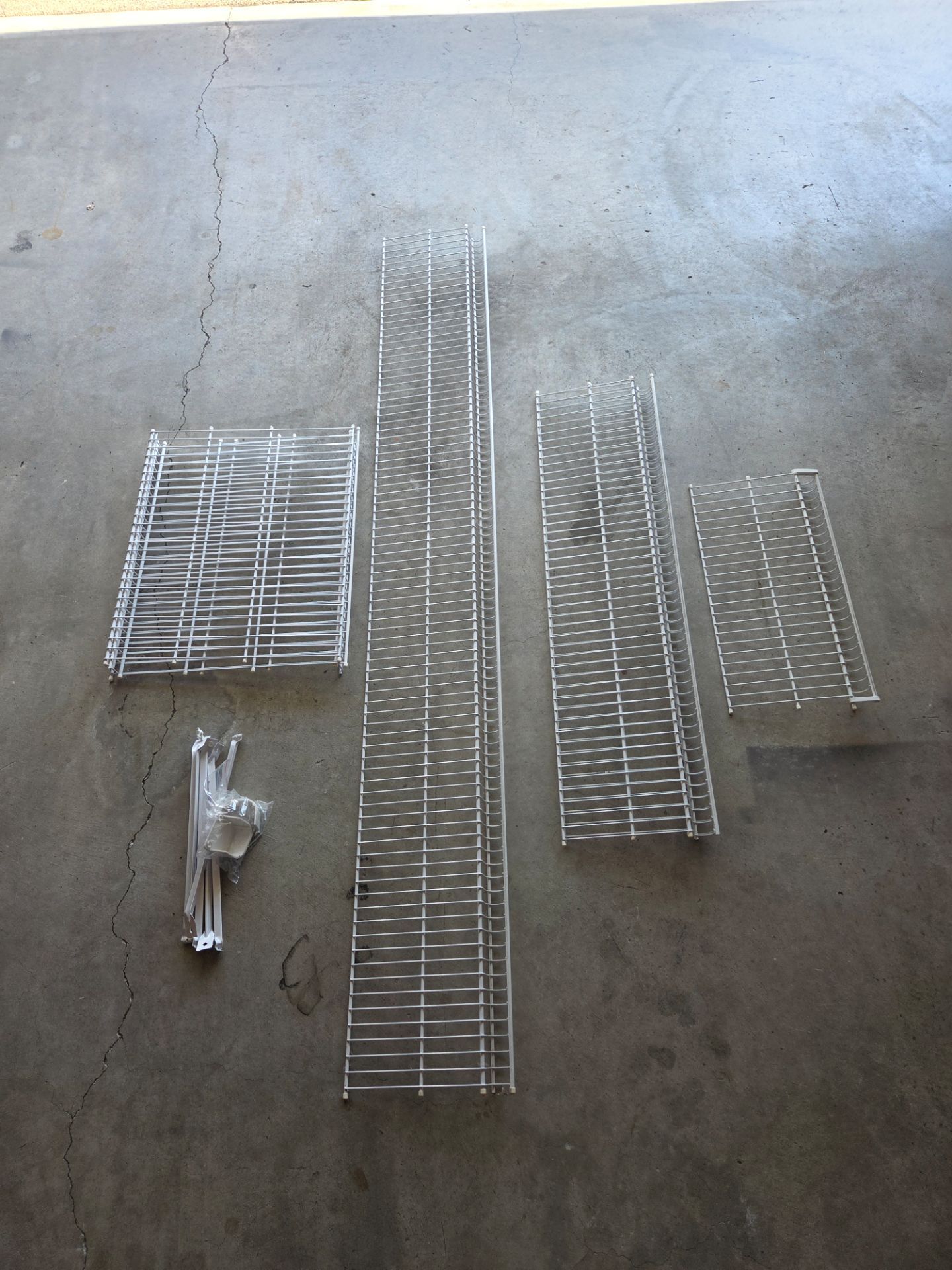 Wire Closet Shelving Lot w/ Hardware – 88", 48", 48", 24" + Bonus Shelves