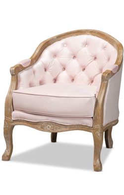 Baxton Studio Chair, One Size, Light Pink/Oak