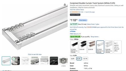 5 boxes of zshine Conjoined Double Curtain Track System (White 9.5ft)