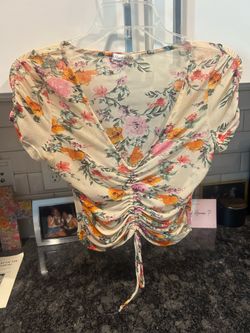 Floral front tie crop top