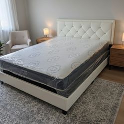 Queen Size Bed Frame With Mattress New Platform Bed Frame With Diamond Headboard Mattress Included 