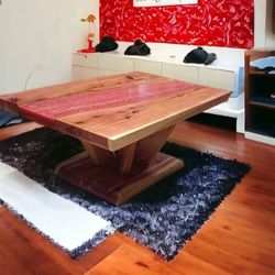 Red Cedar Wood/Epoxy Resin Coffee Table 