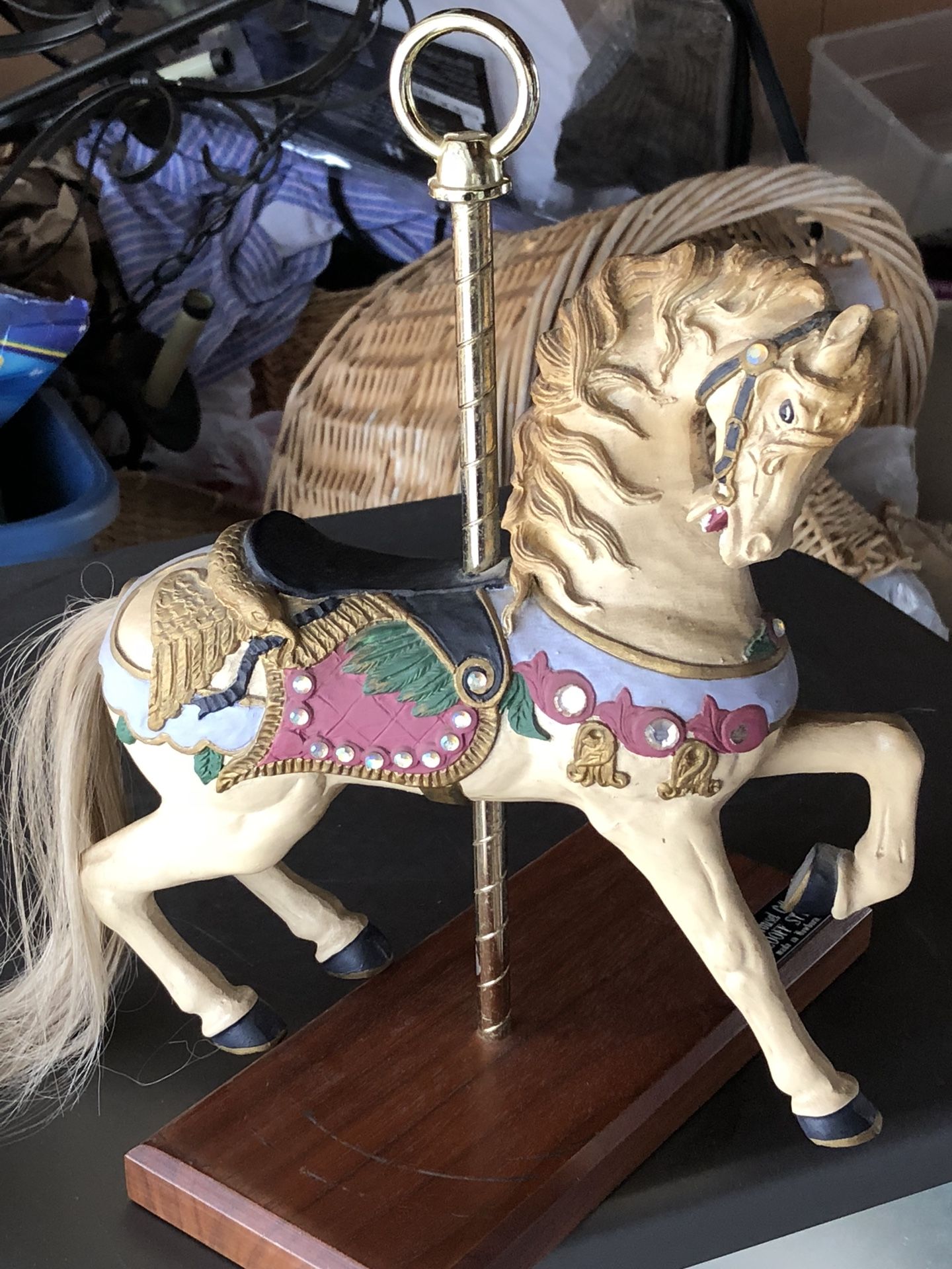 10 Ins x 10 Ins PJ’S LOOF STYLE hand made, hand painted Carousel Horse, great condition vintage piece.