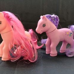 (Set of 2) Vintage Fakie No Brand Pony's Burshable Soft Plastic 5" 1/2 inch Toys