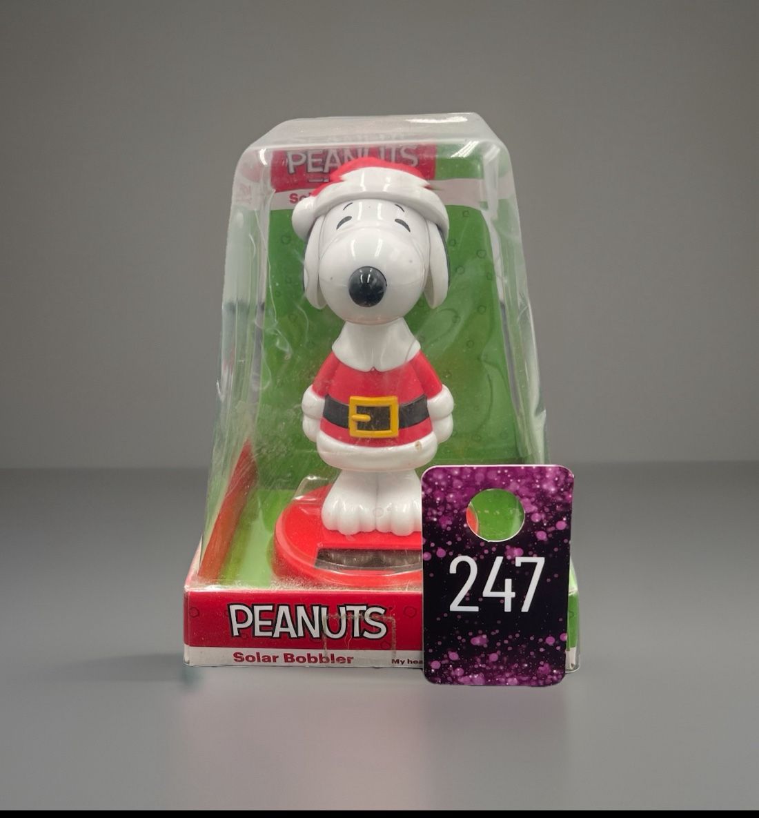 PEANUTS Snoopy Christmas Holiday Santa Solar Bobble Head - NEW