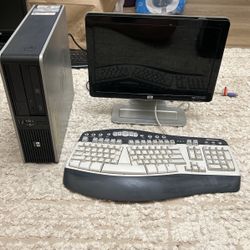 computer with monitor, and keyboard