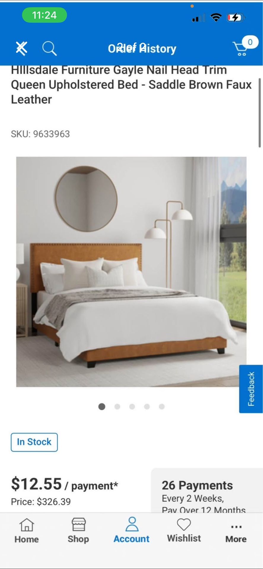 HIllsdale Furniture Gayle Nail Head Trim Queen Upholstered Bed - Saddle Brown Faux Leather