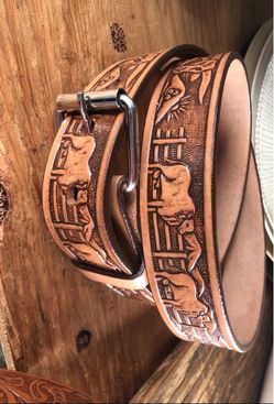 Hand-Tooled Leather Western Belt
