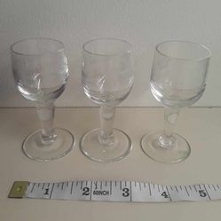 3 TINY, MINI, VERY SMALL 3" cordial glasses lot $3 FIRM for all 3!